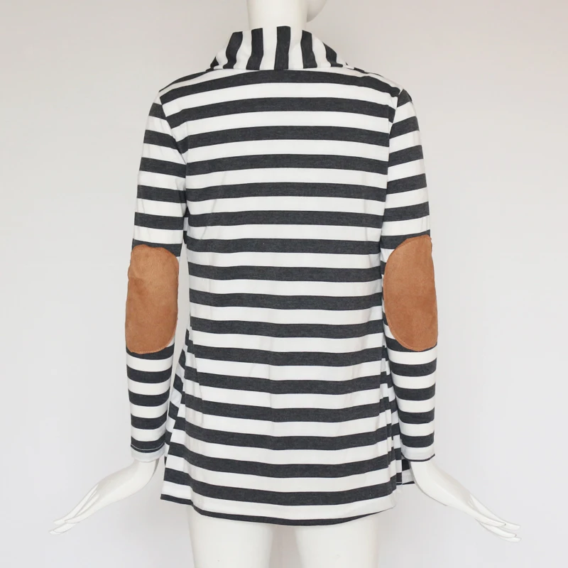 Женский кардиган в полоску повседневный Трикотажный Хлопковый свитер с длинным