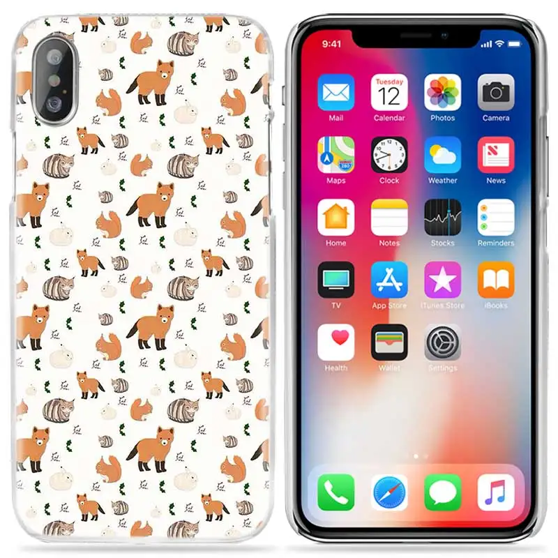 09 Милый чехол для iPhone XS Max, XR, X, 10, 7, S, 8, 6, 6S Plus, 5S, SE, 5, 4S, 4, 5C, Прозрачный жесткий пластиковый чехол для телефона с милым животным, лисой, чаем - Цвет: 09