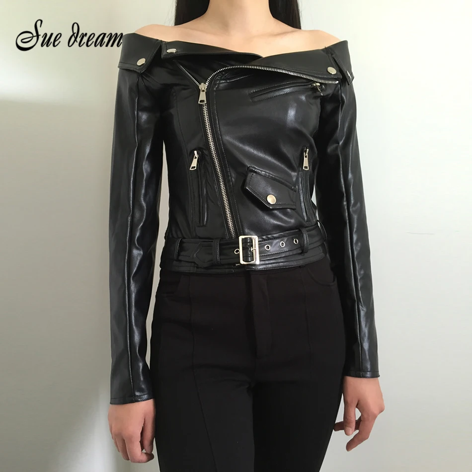 Новинка осени 2018 женские куртки с длинным рукавом вырезом лодочкой сексуальные