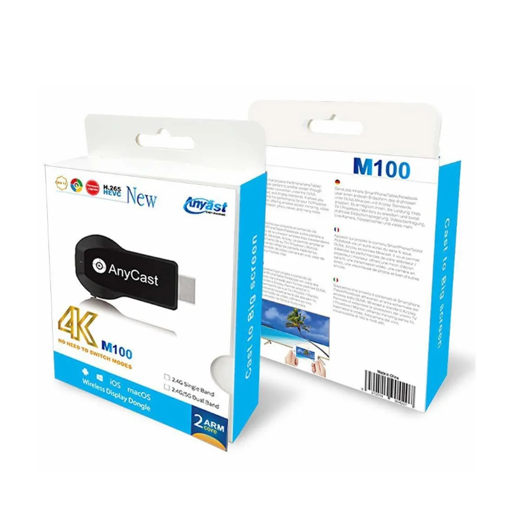 Черный M100 4K HD беспроводной 2,4G/WiFi HDMI Дисплей приемник телевизионная проекция передача видео подходит Netflix Google Youtub iphone android - Цвет: Черный