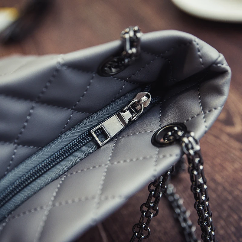 Новинка 2017 кожаные женские сумки через плечо с цепочкой в клетку винтажные