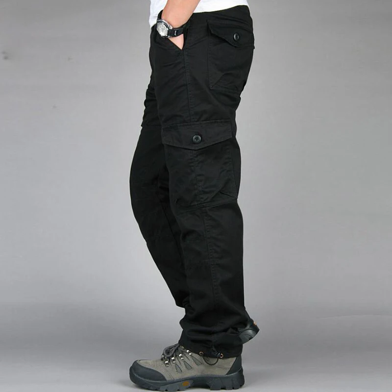 Men's Casual Pants Loose Straight Multi Pocket Trousers Outdoor Overalls pantalones hombre Male jogger tactical cargo pants