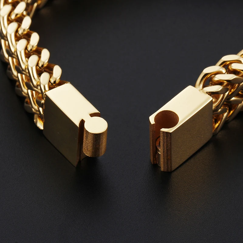 Heyrock Gold-color Stainless Steel Double Layer Link Chain Bracelet with Roman Numerals for Men Boys Punk Jewelry | Украшения и