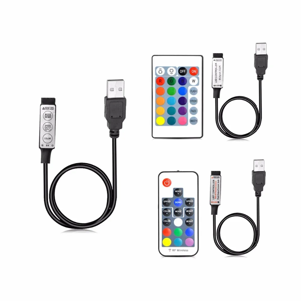 Usb СВЕТОДИОДНЫЙ светильник s 5 12 24 V Вольт Rgb Usb Rf пульт дистанционного управления 5v 12v 24v Usb светодиодный светильник 3 11 17 24 ключ дистанционного управления беспроводной