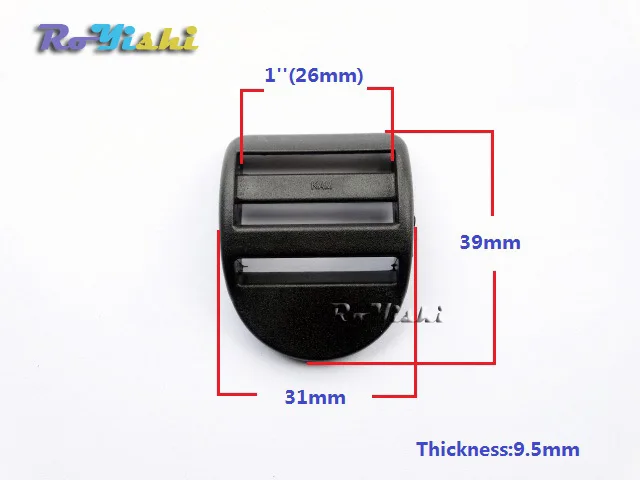 100pcs/pack 1&quotBlack Ladder Lock Slider Plastic Buckles Backpack Straps Webbing 26mm | &amp Hooks