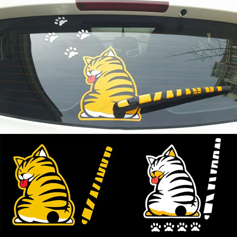 

Car Stickers Cartoon Cats Moving Tail Rear Window Wiper Reflective Decals Car Styling