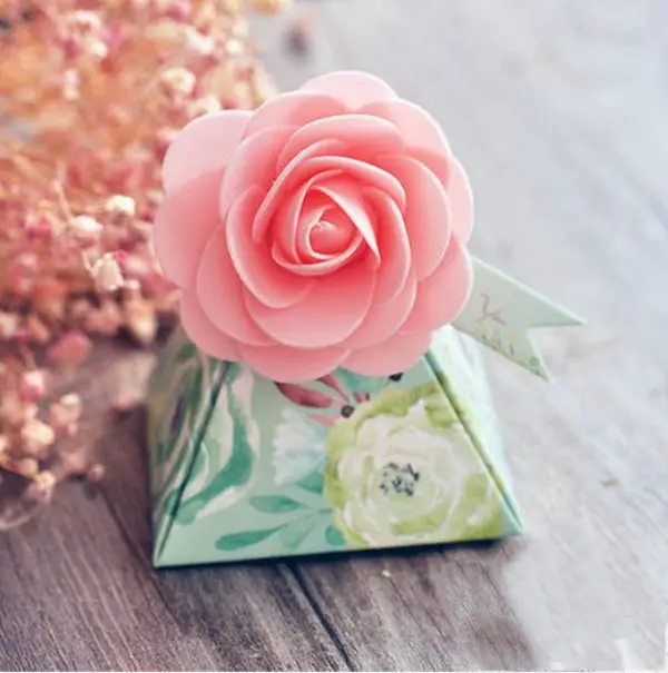 90 шт. креативная розовая подарочная коробка в форме цветка треугольная пирамида