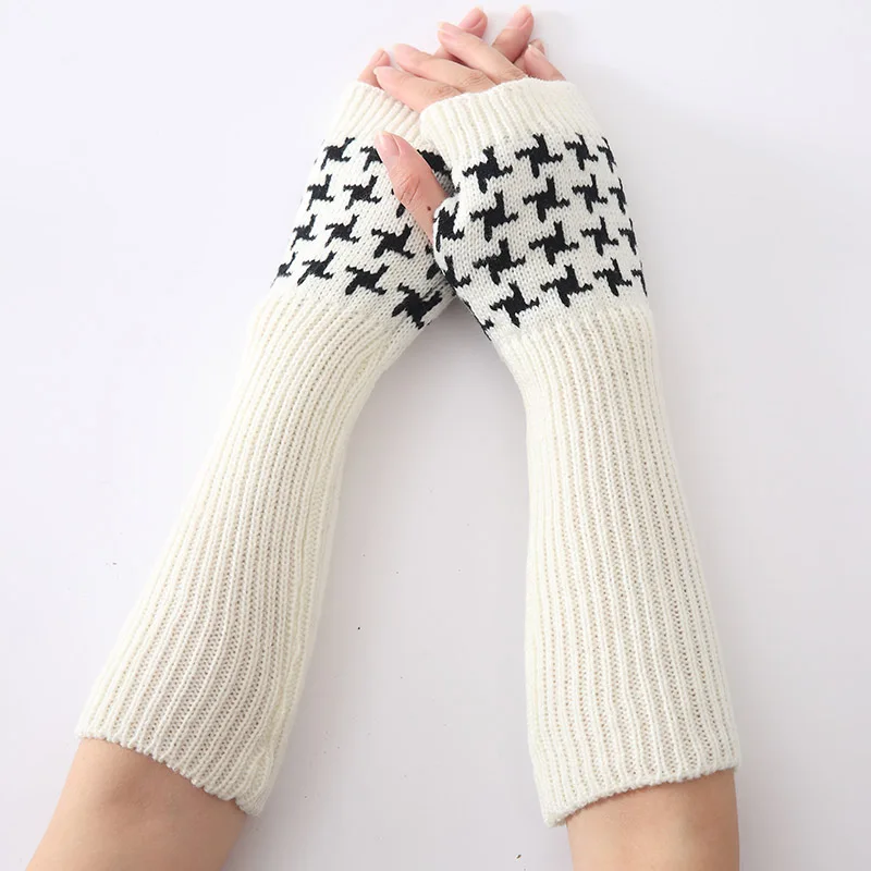 Модные вязаные перчатки на половину пальца черные для женщин и взрослых