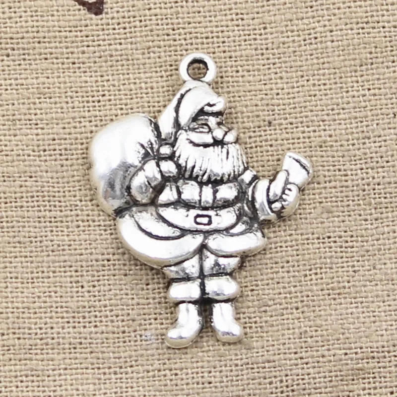 

10pcs Charms Christmas Santa Claus Gift 33x25mm Antique Bronze Silver Color Plated Pendants Making DIY Handmade Tibetan Jewelry