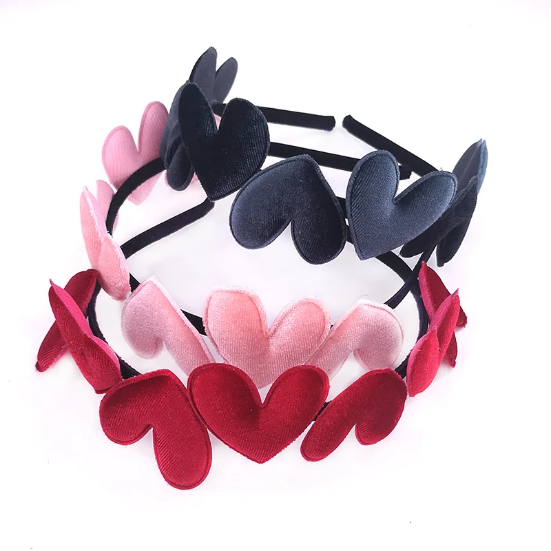 GZhilovingl Summer Girls Princess Velvet Heart Hairband Headband Kids Infant Childs Habdmade Hair Accessories Tiara Party Gifts | Детская