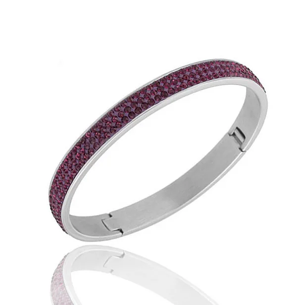 Amethyst Изысканный хрусталь браслет бренд незамкнутные браслеты Pulseira 6,3*5,6 см модные хрустальные ювелирные браслеты оптом - Окраска металла: Amethyst