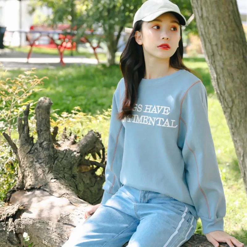 Корейский Ulzzang женские толстовки свитшоты пуловер толстое пальто Зимняя