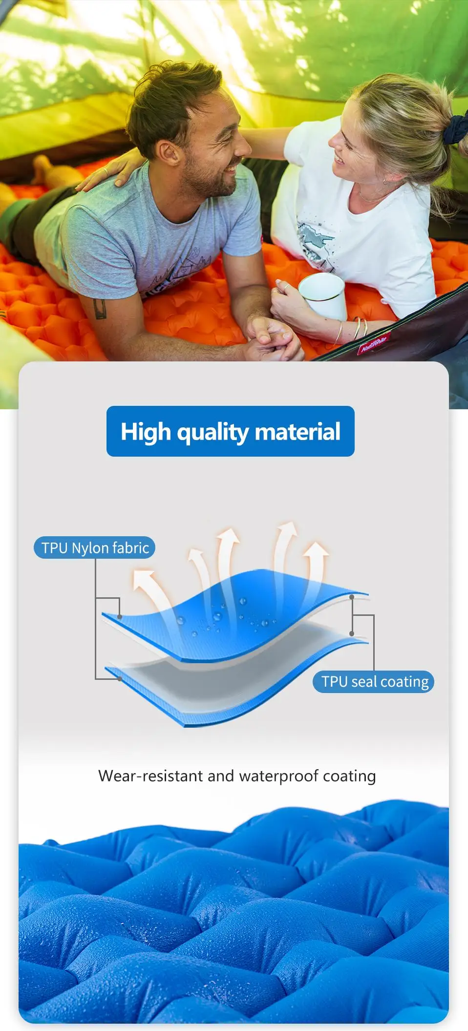 Naturehike 1-2 человек Открытый коврик для кемпинга Яйцо Слот надувной матрас Сверхлегкий Палатка кровать спальный коврик с подушкой