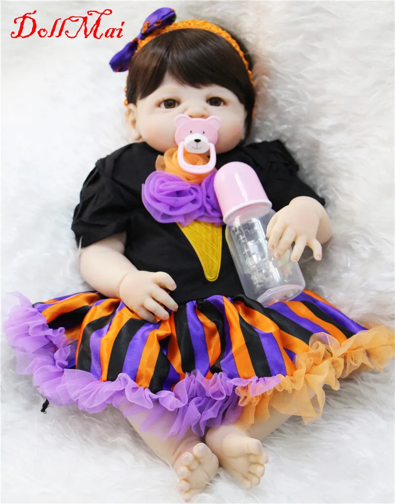 

DollMai, 22 дюйма, новорожденная девочка, полностью закрытая силиконовая кукла-Реборн, реальный Новорожденный ребенок, может войти в воду