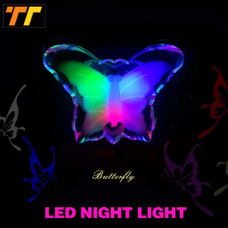Светодиодная Ночная лампа с бабочкой энергосберегающая Милая цветная RGB
