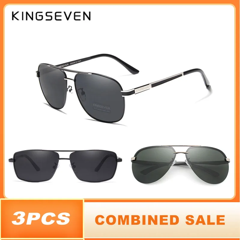 3PCS Mixed 3 шт. KINGSEVEN брендовые дизайнерские солнцезащитные очки мужские поляризованные линзы УФ Защита комбинированная распродажа - Цвет линз: 3PCS Mixed