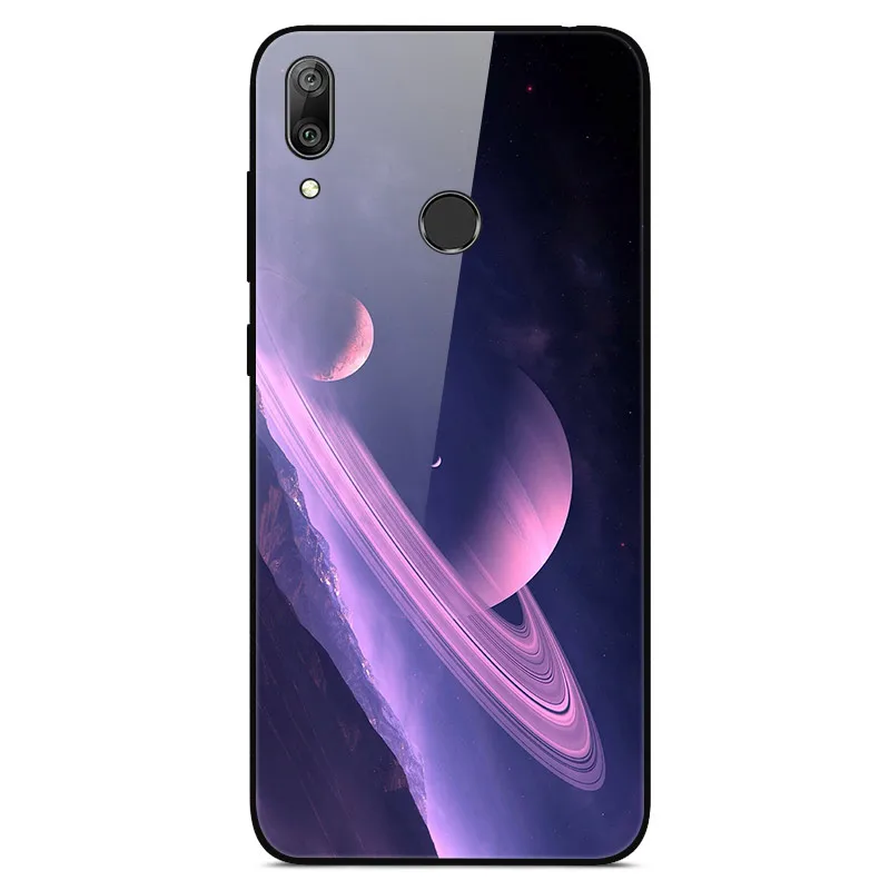 28 Чехол для телефона s для huawei Y7, жесткая задняя крышка из закаленного стекла для huawei Y7, чехол Y 7, мягкий бампер, художественный чехол 6,26 - Цвет: 28