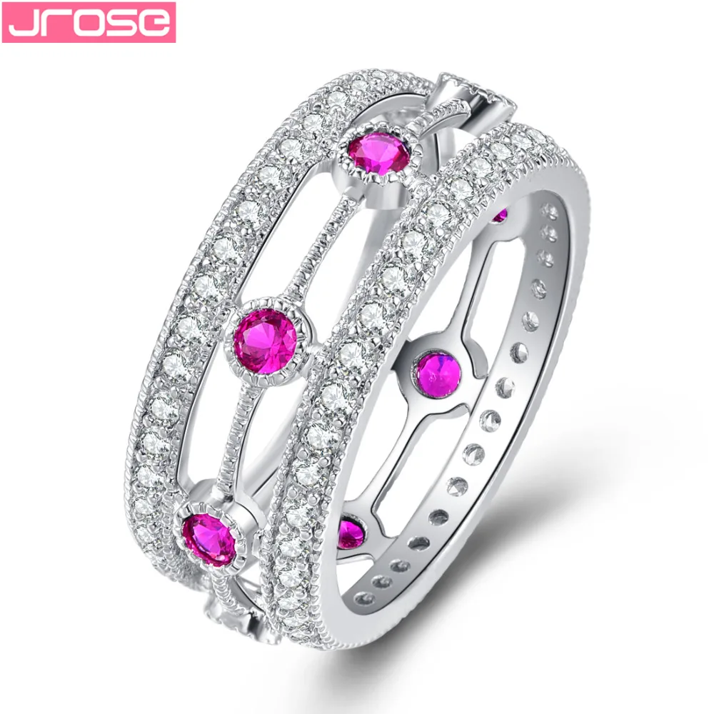 JROSE помолвка модные ювелирные изделия Красный Фиолетовый Белый кубический