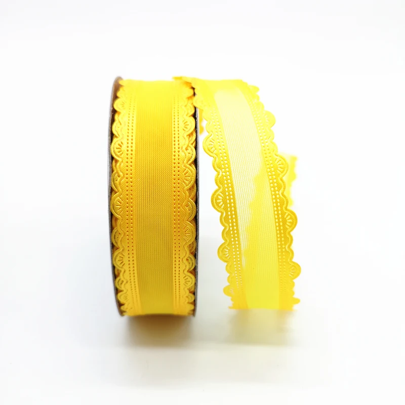 Yellow 5 ярдов " 25 мм лента для украшения свадебной вечеринки подарочная лента из органзы обертывание волос луки DIY Рождественская лента# SD30-42 - Цвет: Yellow