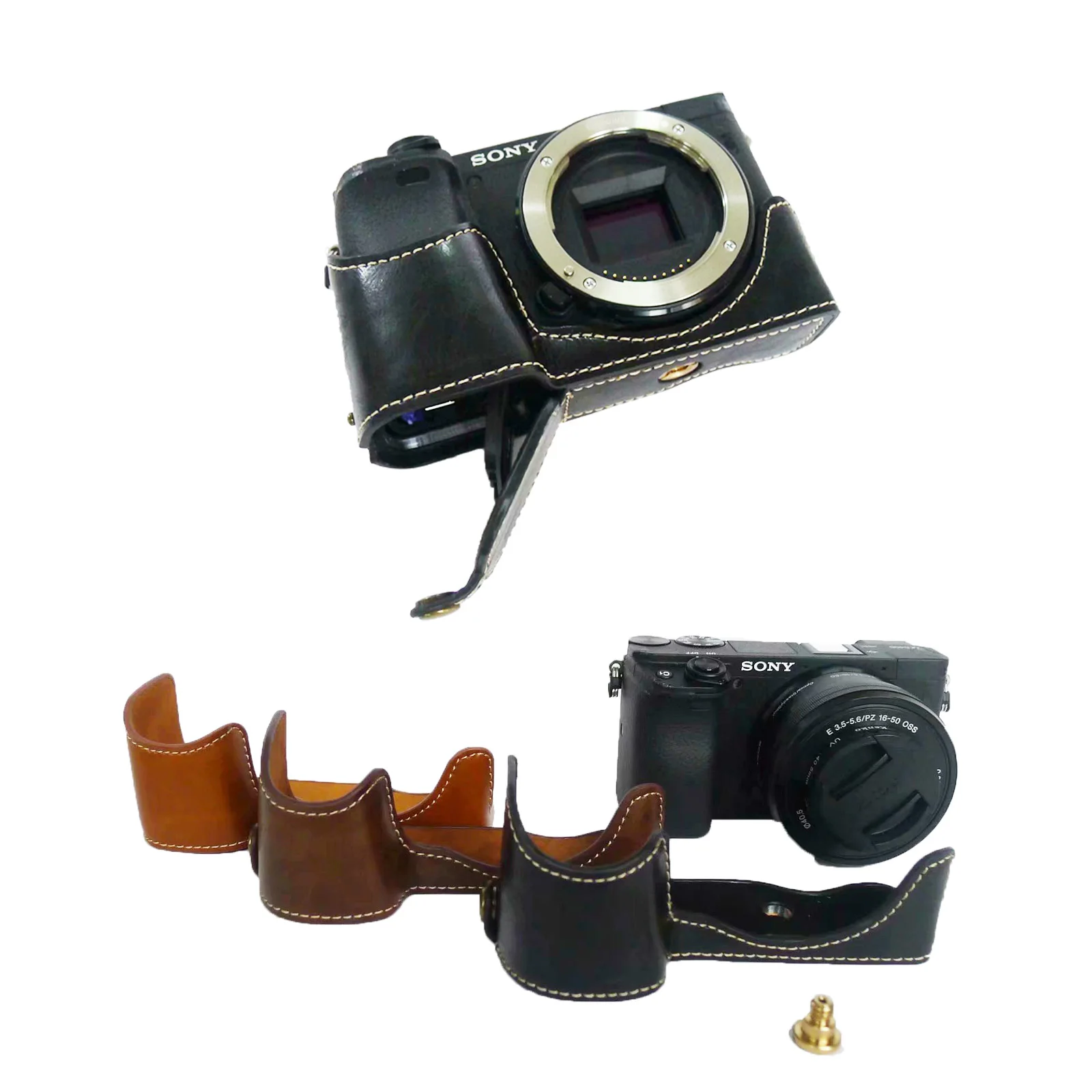Чехол для камеры из искусственной кожи полукорпус Sony A6400 чехол телефона с