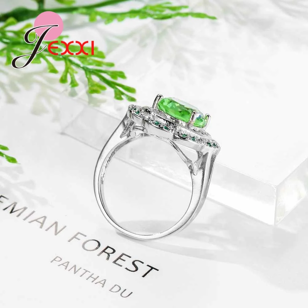 High-End 925 Sterling Silver Crystal Jewelry Women Colorful Fashion Hollow Flower Rings New Bijoux for Femme | Украшения и