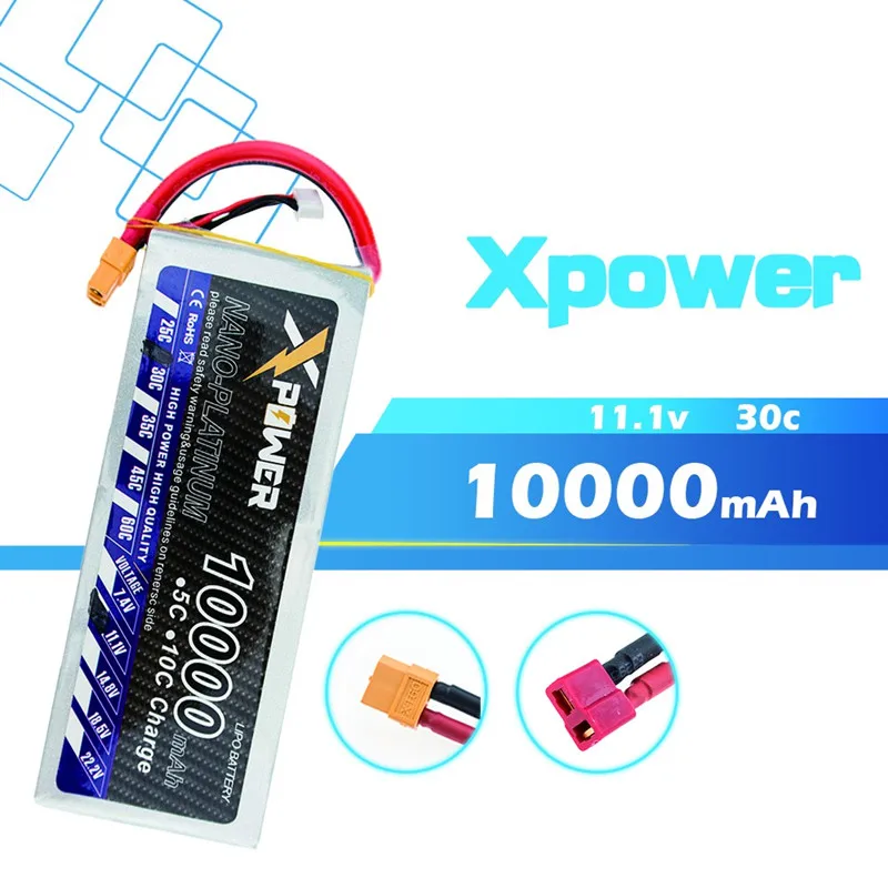11 1 V 10000 mAh 3 S lipo батарея 30C батареи с XT60/T/EC5/XT90 разъем для Радиоуправляемый вертолет