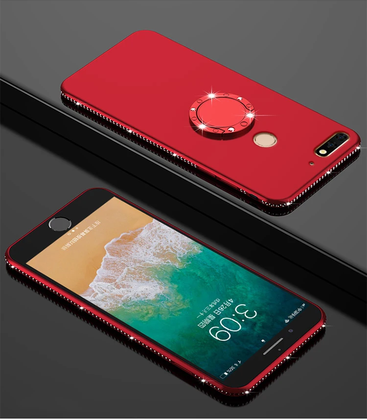 Для huawei Honor 7C чехол AUM-L41 5,7 ''блестящий чехол со стразами для huawei Honor 7C тонкий силиконовый мягкий чехол с кольцом для пальца