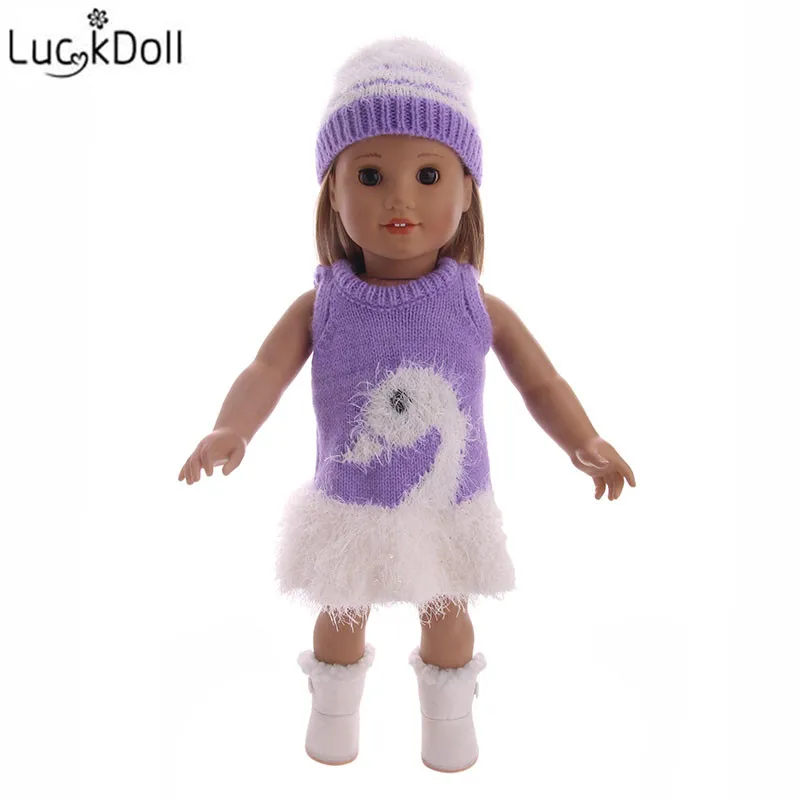 

Вязаное Кукольное платье Luckdoll без рукавов для 18-дюймовой американской куклы и аксессуары для кукол 43 см