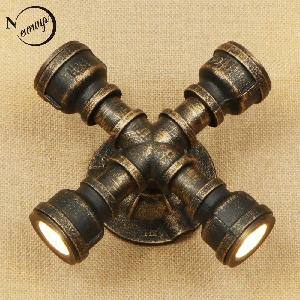 Винтажная железная водопроводная настенная лампа в стиле арт деко промышленный