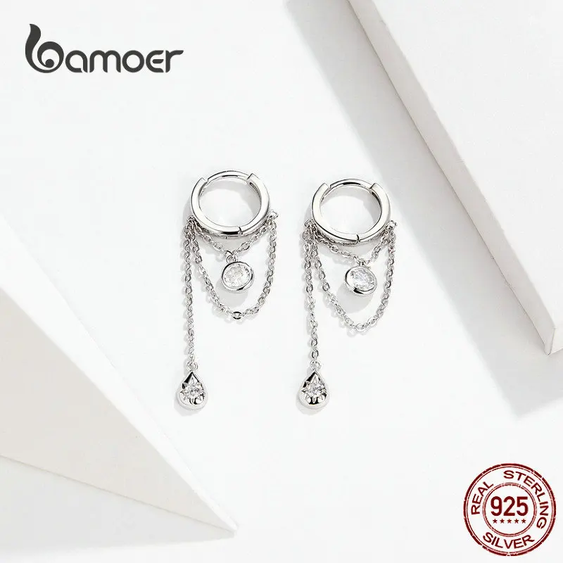 Женские серьги подвески bamoer круглые геометрические в форме капли из