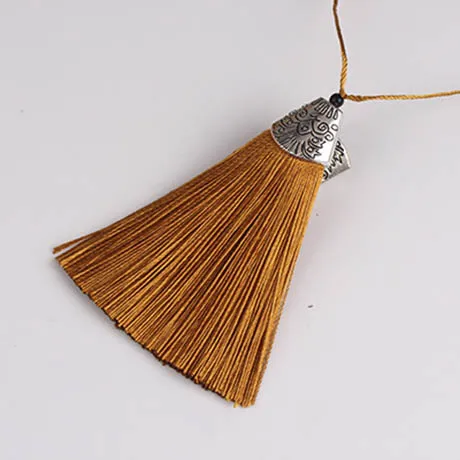 Light Brown 10 шт., 8 см, цветные шелковые кисточки с колпачками, декоративные подвески с кисточками, серьги с подвесками для самостоятельного изготовления ювелирных изделий, аксессуары для вешалки - Цвет: Light Brown