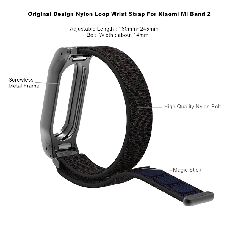 Mi Band 2 ремешок нейлоновая петля для Xiaomi mi Группа 2 браслет mi Band 2 OLED Ремешок Браслет