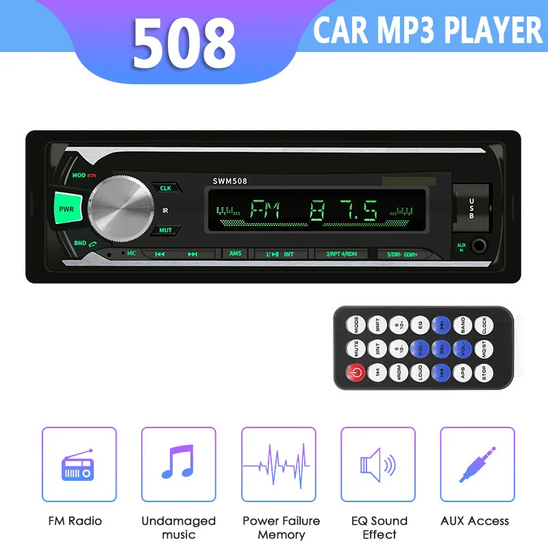 SWM 508 автомобильный MP3 медиаплеер автомобильный стерео радио FM приемник Aux вход U диск в тире Bluetooth автомобильный аудио плеер Автомобильная электроника
