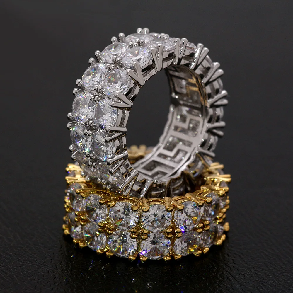 

Bling Big Zircon Stone Gold Silver Color Hip Hop RIngs for Women Man Fashion Wedding Engagement Jewelry Best Gift 2021