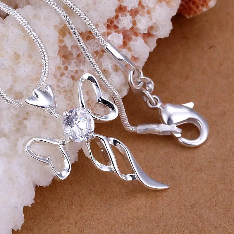 Привлекательный Ангел Крест Любовь Сердце Ангела Крыло Посеребренная Подвеска