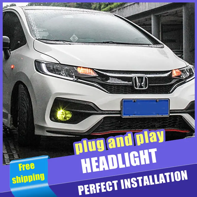 2 шт. автомобиль Стиль все-светодиодный фары для Honda fit 2013-2019 подходит налобный