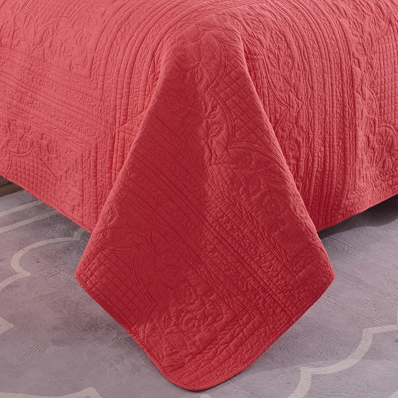 LeRadoreCustom Red Solid Quilting Bedspread Coverlet 3pcs Cotton Stitching Bed Linens Motel Home Hotel Set Pillowcases | Дом и сад