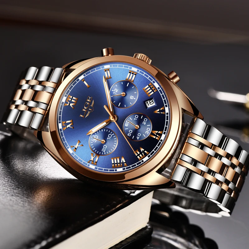 Relogio Masculino LIGE Mens Watches Top Brand Luxury Leather Casual Quartz Watch Men All-steel Military Sport Waterproof Clock | Наручные