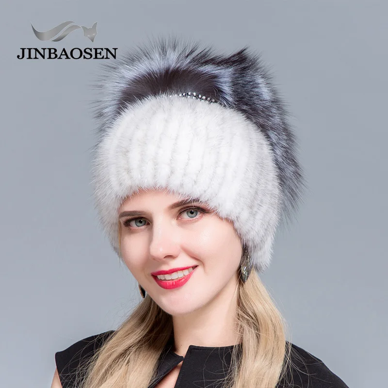 JINBAOSEN/Лидер продаж русская меховая шапка Оттер с лисой в сочетании мехом модная