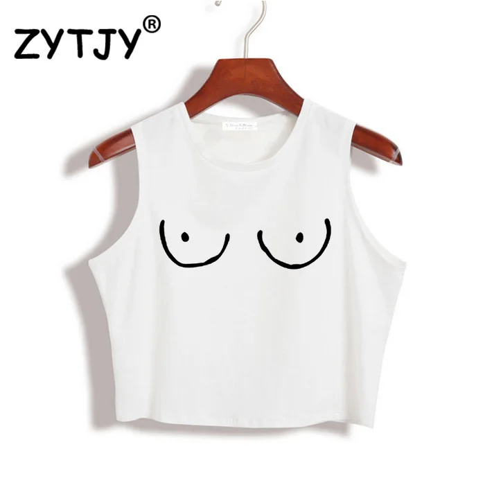 Кроп Топ женский с принтом груди пикантная облегающая короткая рубашка для