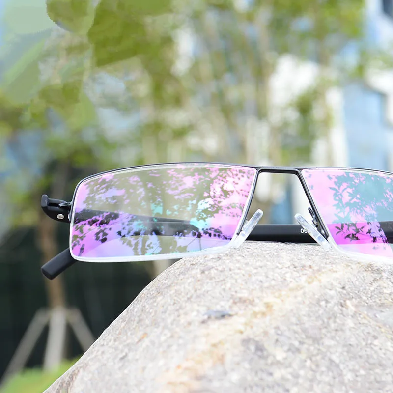 Черные мужские очки для чтения TR90 металлическая полуоправа с линзами из смолы