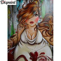 dispaint full squareround drill 5d diy diamond painting fat woman embroidery cross stitch 3d home decor a06308