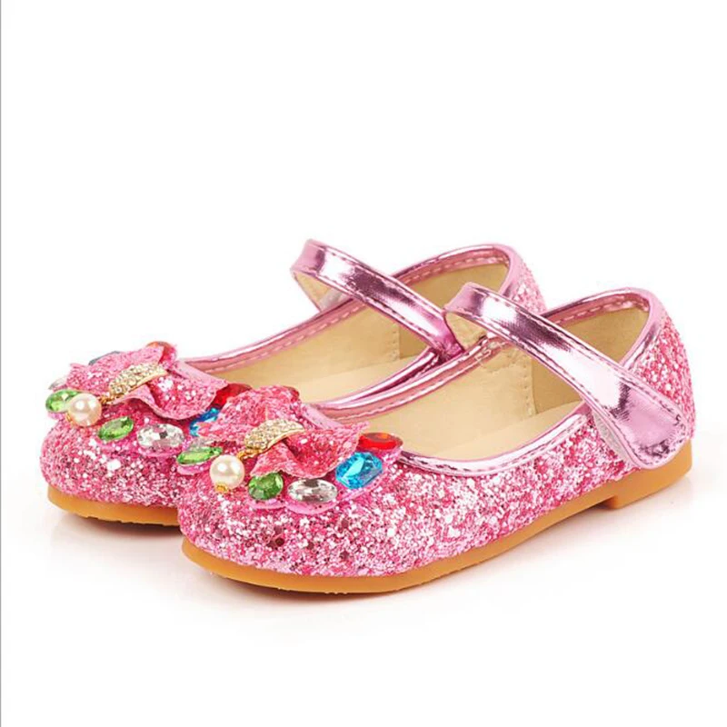 2019 spring and autumn single girl princess crystal flat sequins children new children's low to help shoes free shipping#1 |