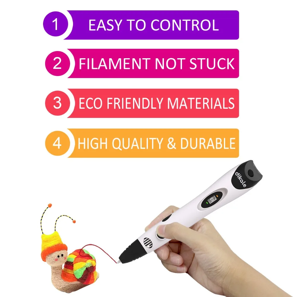 Dikale 3D печать импримантная ручка Scribble Caneta 3D Lapiz Stylo 3D импрессия ручка для рисования карандаш PLA нити для детей и взрослых подарок