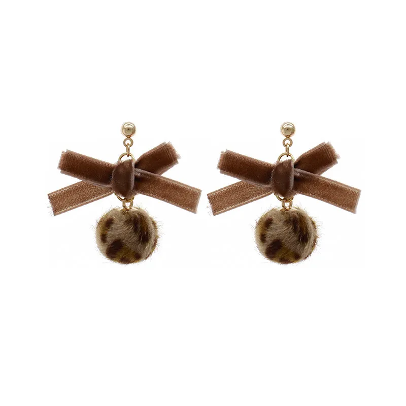 Серьги гвоздики с леопардовым принтом круглое сердце шарик для волос Подвеска