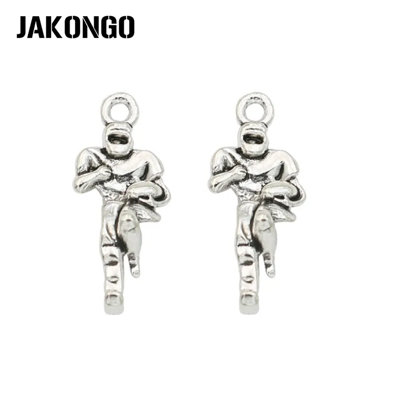 

JAKONGO Antique Silver Plated Football Sporter Charm Pendant Bracelets Jewelry Findings Accessories Making Craft DIY 23x10mm