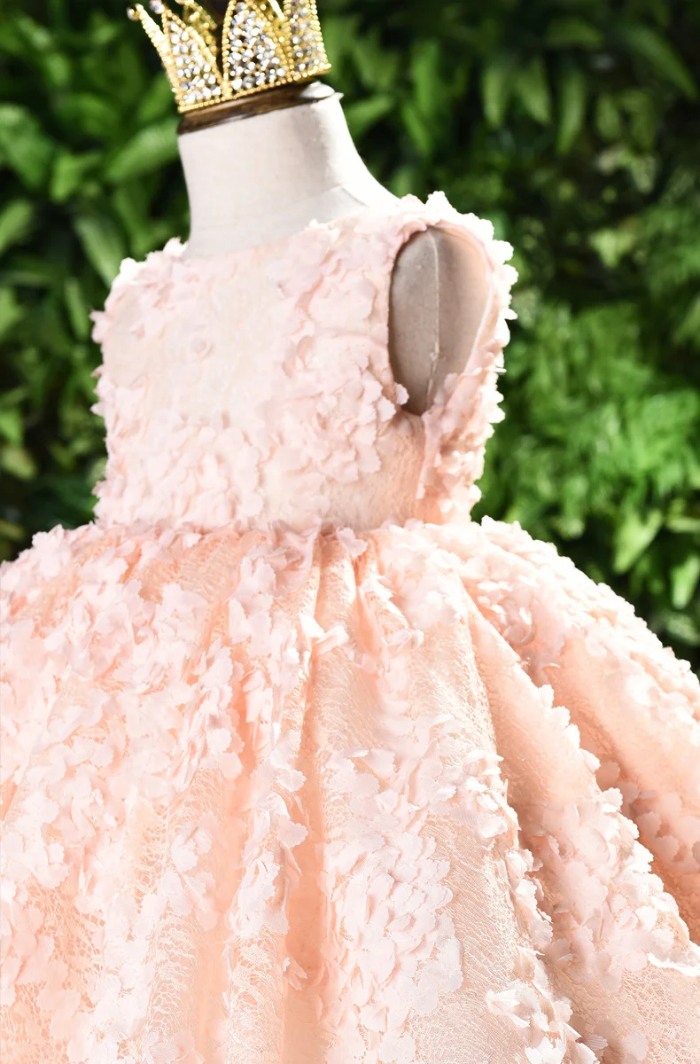 Новинка 2018 платья для первого причастия девочки с цветочным рисунком розовое