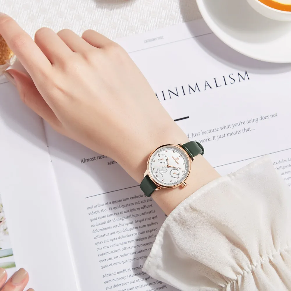 NAVIFORCE Топ бренд часы кожаные Наручные часы для женщин dames horlogs donna orologio damen uhr luxus
