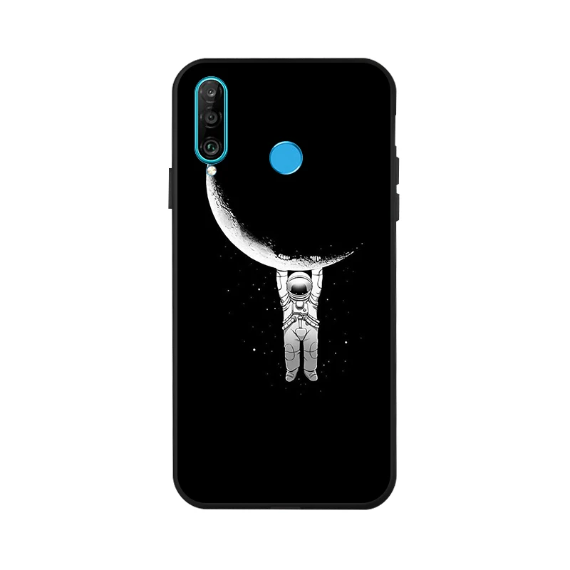 X061 3D DIY Окрашенный черный чехол для huawei P30 Pro P8 Lite Nova 3i 3 4 чехол s Space Moon чехол для телефона huawei mate 10 20X Lite - Цвет: X061