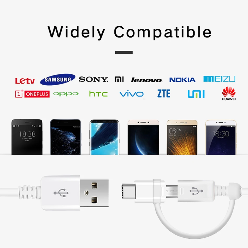 S9 S9 plus type-C Кабель Micro-USB-кабель 5V2A Snelle Lader кабель 2 в 1 USB синхронизация данных USB C кабель для быстрой зарядки type C